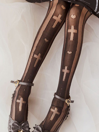 ブラック ゴスロリ ストッキング ホワイト アクセサリー ポリエステル ロリータ アクセサリー