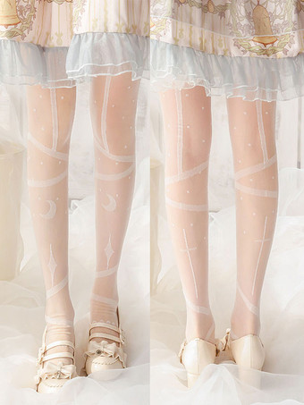 白いロリータ ストッキング アクセサリー ポリエステル ロリータ アクセサリー