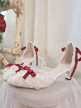 ロリータ ウェディング ドレス ロリータ フットウェア ブラック フリル ボウ スチレット ヒール ロリータ シューズ