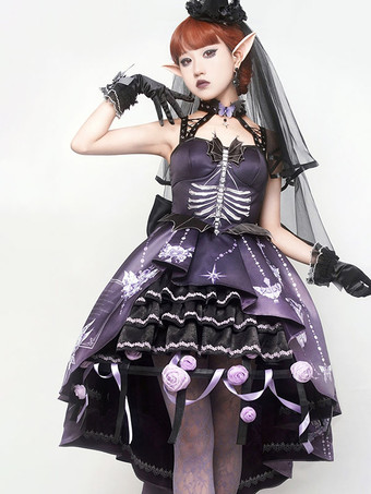 パープル 甘ロリータ ペチコート ポリエステル アップリケ アクセサリー パープル ウーブン ロリータ アンダースカート