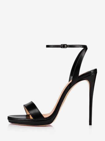 ハイヒールサンダル女性オープントゥスティレットヒールアンクルストラップドレスシューズ