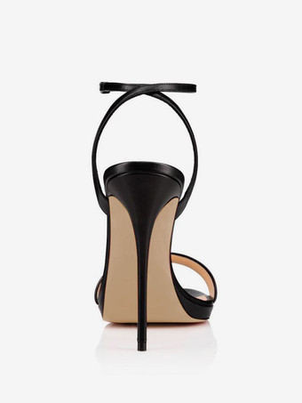 ハイヒールサンダル女性オープントゥスティレットヒールアンクルストラップドレスシューズ