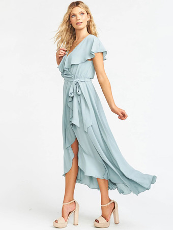 ブライドメイドドレス Aライン くるぶし丈 シフォン フォーマルガウン 自由なカスタマイズ