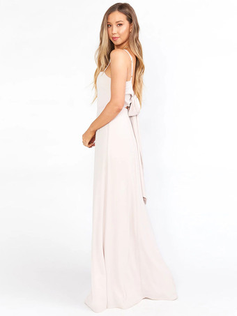 ブライドメイドドレス Aライン マキシレングス レースアップ ウェディングパーティードレス 自由なカスタマイズ