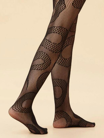 靴下類 靴下類 女性用 ブラック スネークプリント ナイロン 1個 ランジェリー