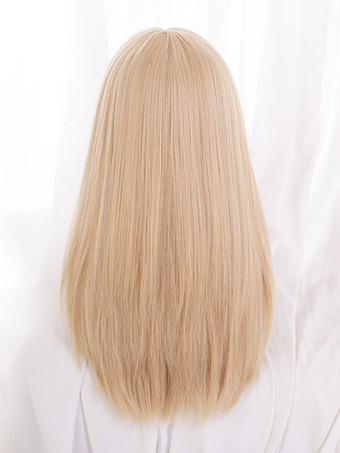 甘いロリータ ウィッグ 乱れた 耐熱ファイバー ライトゴールド ロリータ アクセサリー