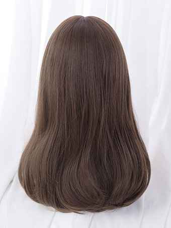 甘いロリータ ウィッグ ロング 乱れた耐熱繊維 ディープ ブラウン ロリータ アクセサリー