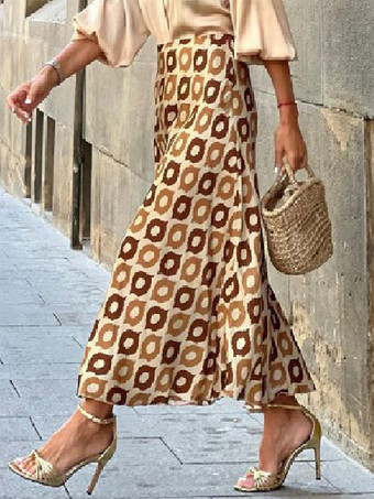 ゴールド スカート レディース ゴールド ポルカドット ロング マキシスカート レディース ボトムス