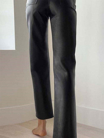 Hose Schwarze PU-Lederhose mit Reißverschluss