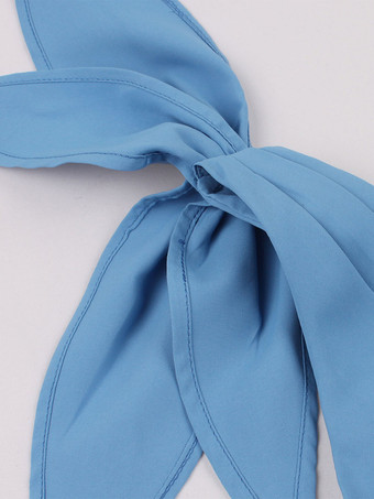 ヴィンテージドレス　1950年代オードリー・ヘップバーン風　ブルー　ノースリーブ　Vネック　二次会　お呼ばれ　発表会　スウィングワンピース