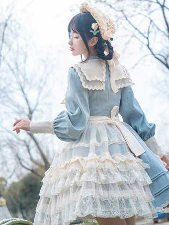 甘いロリータ アクセサリー エクリュ ホワイト レース フリル エプロン ポリエステル その他