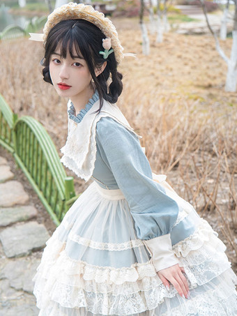 甘いロリータ アクセサリー エクリュ ホワイト レース フリル エプロン ポリエステル その他