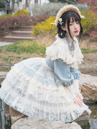 甘いロリータ アクセサリー エクリュ ホワイト レース フリル エプロン ポリエステル その他