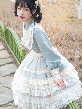 スウィートロリータドレス ポリエステル 長袖 スウィートドレス ロリータドレス