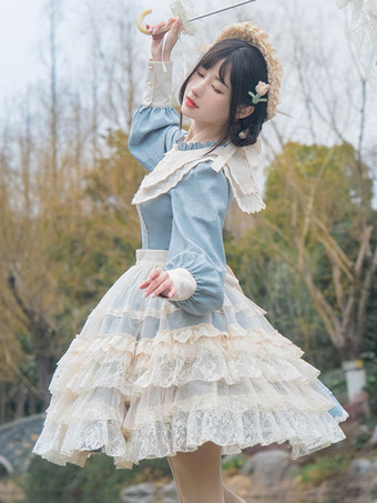 スウィートロリータドレス ポリエステル 長袖 スウィートドレス ロリータドレス