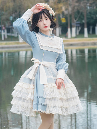 スウィートロリータドレス ポリエステル 長袖 スウィートドレス ロリータドレス