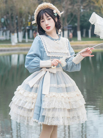スウィートロリータドレス ポリエステル 長袖 スウィートドレス ロリータドレス
