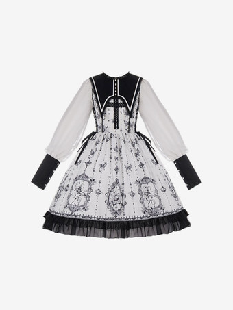 ゴシックロリータドレス レース 花柄 クロス ブラック ブラック