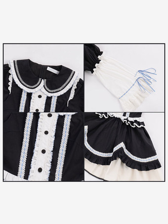 ゴシックロリータドレス フリル ツートン ブラック ブラック