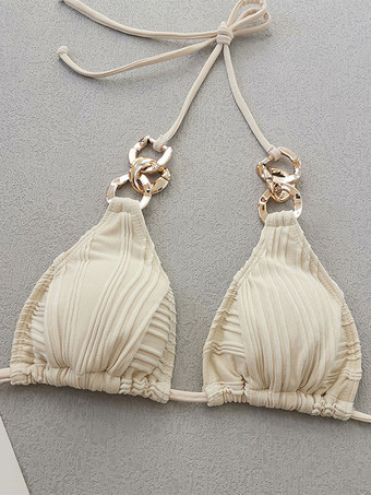 女性ビキニ水着ホワイト チェーン夏のビーチ水着