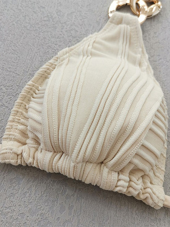 女性ビキニ水着ホワイト チェーン夏のビーチ水着