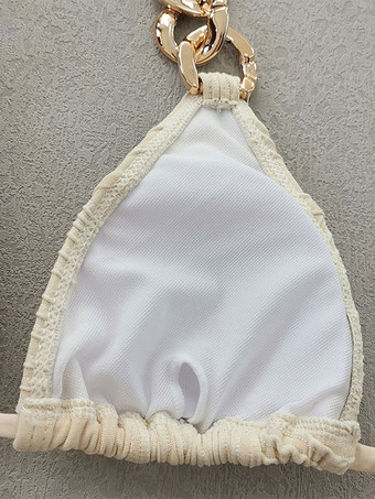 女性ビキニ水着ホワイト チェーン夏のビーチ水着