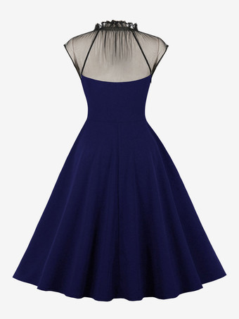 レトロワンピース　1950年代オードリー・ヘップバーン風　ノースリーブ　膝丈　二次会　お呼ばれ　発表会　ロカビリーワンピース