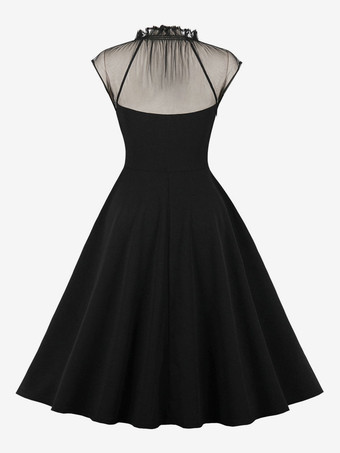 レトロワンピース　1950年代オードリー・ヘップバーン風　ノースリーブ　膝丈　二次会　お呼ばれ　発表会　ロカビリーワンピース