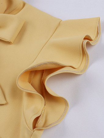 ヴィンテージドレス　1950年代オードリー・ヘップバーン風　ブルー　ボウ　二次会　お呼ばれ　発表会　スウィングワンピース