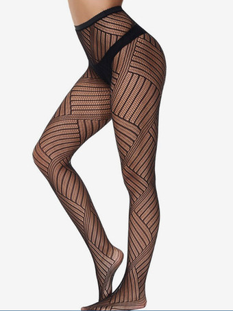 女性の靴下黒の幾何学的なランジェリー