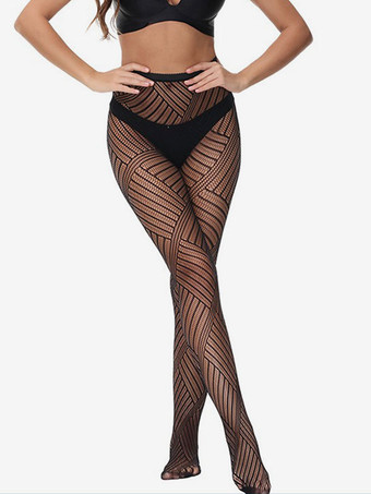 女性の靴下黒の幾何学的なランジェリー