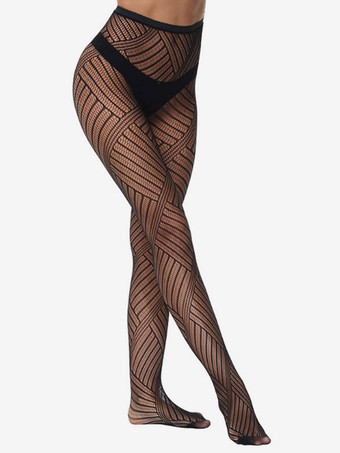 女性の靴下黒の幾何学的なランジェリー