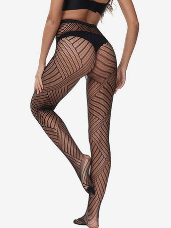 女性の靴下黒の幾何学的なランジェリー