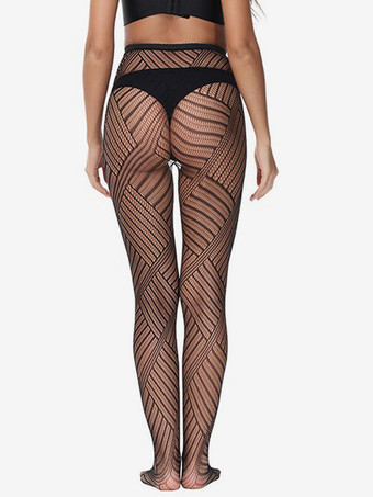 女性の靴下黒の幾何学的なランジェリー