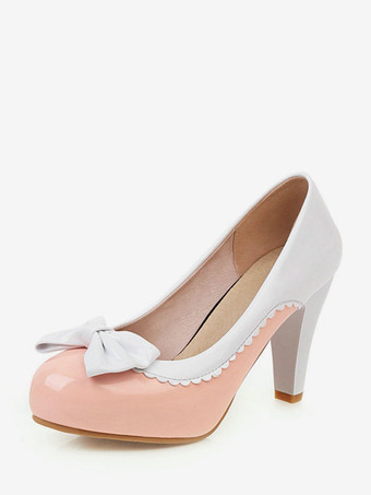 RoseChaussures De Mariée En Cuir PU Bout Pointu Nœuds Chaussures De Mariage Vintage