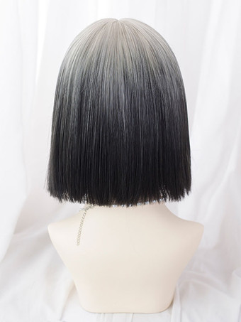 ショート ロリータ ウィッグ 耐熱ファイバー スプリットカラー ロリータ アクセサリー