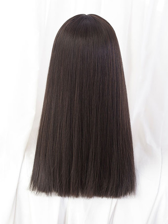 甘いロリータ ウィッグ ブラウン ブラック ロング 耐熱繊維 ロリータ アクセサリー