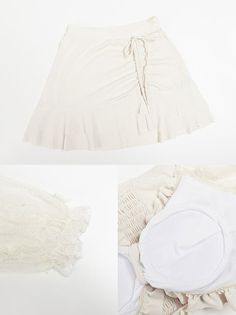 甘いロリータ衣装エクリュ ホワイト フリル バタフライ長袖トップ パンツ