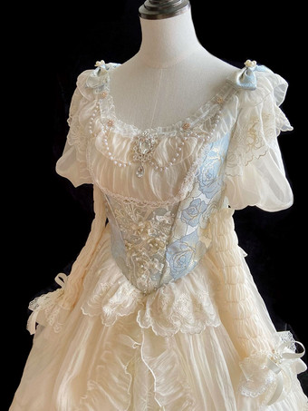 スイートロリータドレス ポリエステル長袖ドレス ロリータ ウェディングドレス