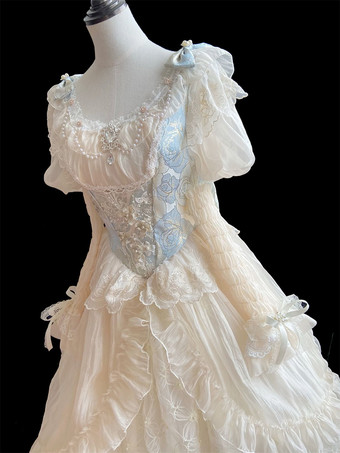 スイートロリータドレス ポリエステル長袖ドレス ロリータ ウェディングドレス