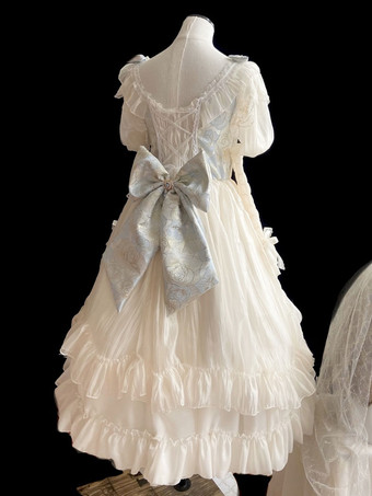 スイートロリータドレス ポリエステル長袖ドレス ロリータ ウェディングドレス