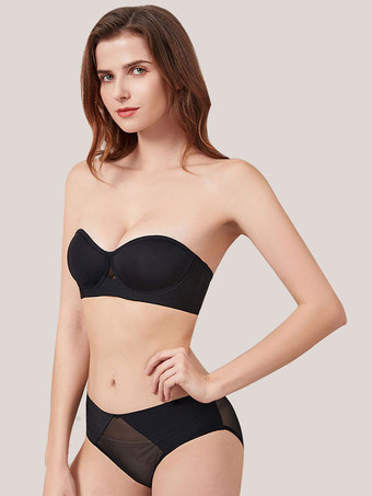 ブラック 女性用ブラ ブラック ナイロン 2ピース ランジェリー