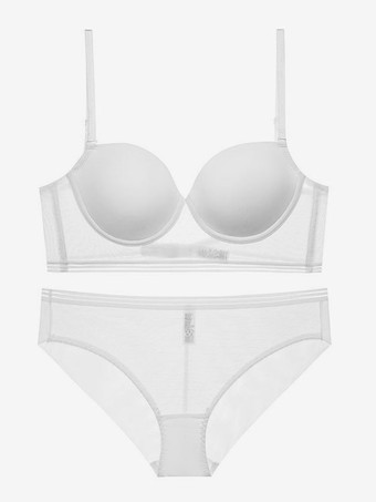 女性用ブラ ブラック ナイロン 2ピース ランジェリー