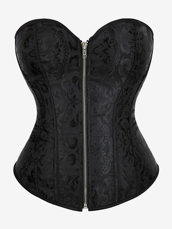 ブラック 女性のための白いストラップレスのセクシーなジッパーのビスチェ