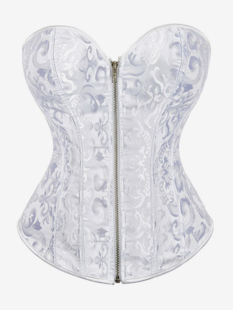 女性のための白いストラップレスのセクシーなジッパーのビスチェ