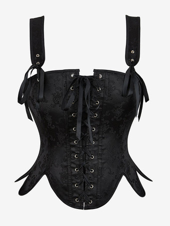 ブラック スクエアネック セクシー レースアップ ビスチェ 女性用