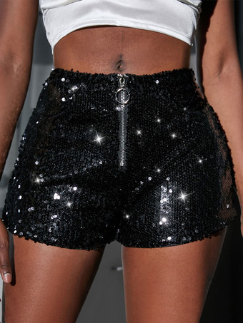 ブラック クラブウェア ジッパー セクシー ブラック スパンコール ボトムス