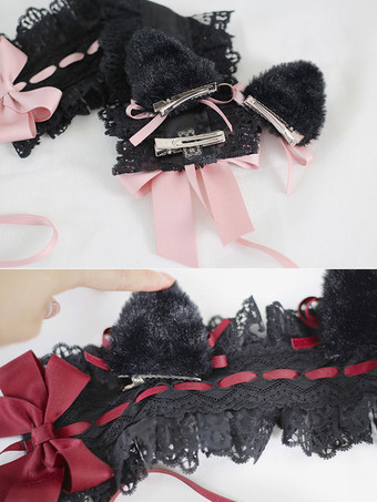ゴスロリ アクセサリー バーガンディ リボン レース フリル ポリエステル アクセサリー その他