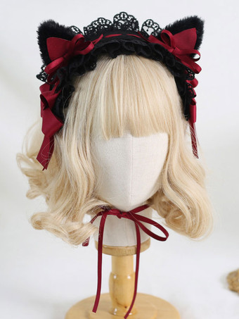 ワインレッド ゴスロリ アクセサリー バーガンディ リボン レース フリル ポリエステル アクセサリー その他