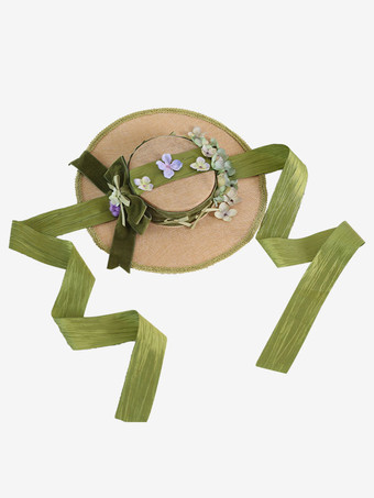 牧歌的なスタイルのロリータ ハット パープル リボン フリル花アクセサリー ロリータ アクセサリー